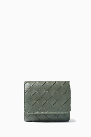 Tri-fold Wallet in Intrecciato Leather