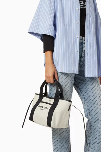 Small Biarritz Tote Bag in Cotton Canvas