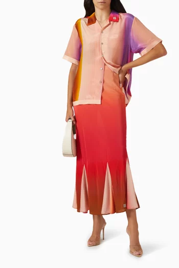 تنورة ميراج استا طويلة بكشكش حرير شيفون