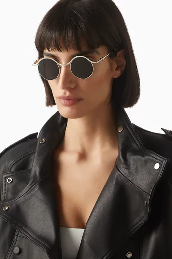 Ollie Round Sunglasses in Metal