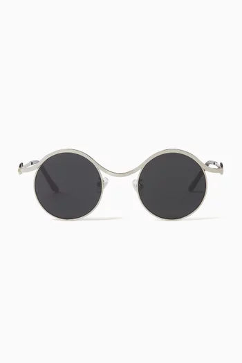 Ollie Round Sunglasses in Metal