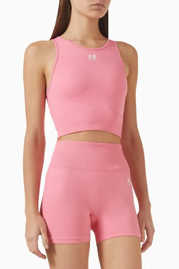 بلوزة ريستور بدون أكمام وحياكة نايلون مطاطي