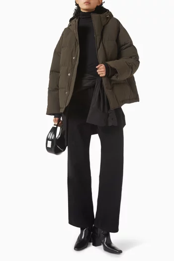 Hooded Volume Goose-down Jacket in Nylon