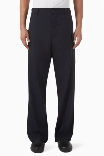 Logo-embroidered Straight-leg Pants in Wool