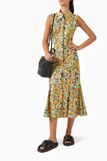 فستان متوسط الطول بنقشة سويرلينغ تايجر فيفر دريمز قطن عضوي