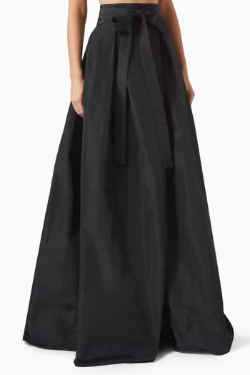 Sativus Belted Maxi Skirt in Crepe