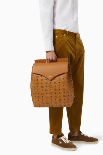 Medium Diamond Backpack in Visetos Leather Blend