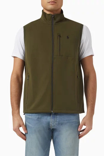 Embroidered-logo Vest in Cotton Blend