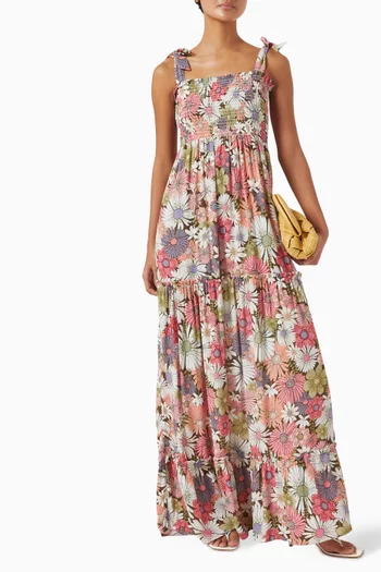فستان لوسيري طويل بنقشة زهور فيسكوز