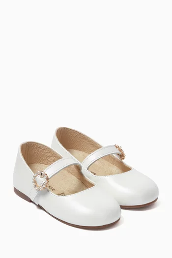 Embellished Ballerina Flats in Leather