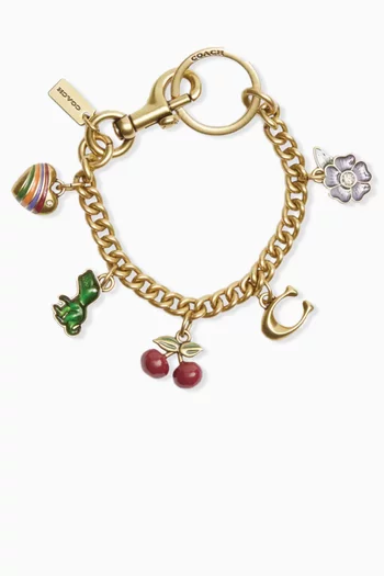 Motif Chain Bag Charm in Brass