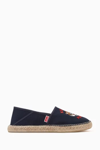 'Lucky Tiger' Embroidered Espadrilles in Canvas