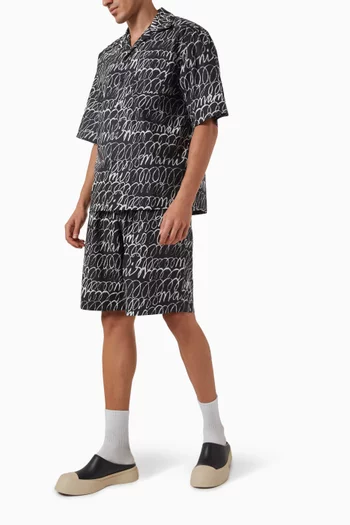 Scribble Logo Shorts in Cotton Poplin
