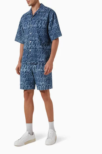 Scribble Logo Shirt in Denim