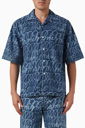 Scribble Logo Shirt in Denim