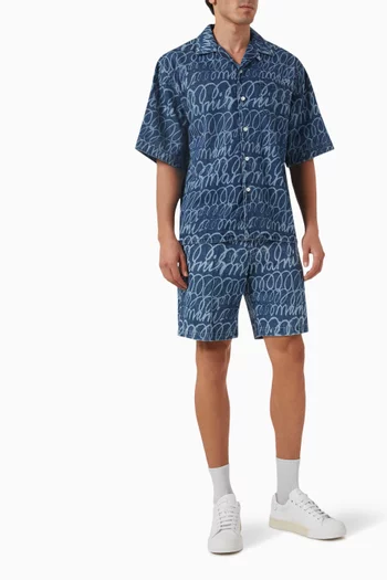 Scribble Logo Shorts in Denim