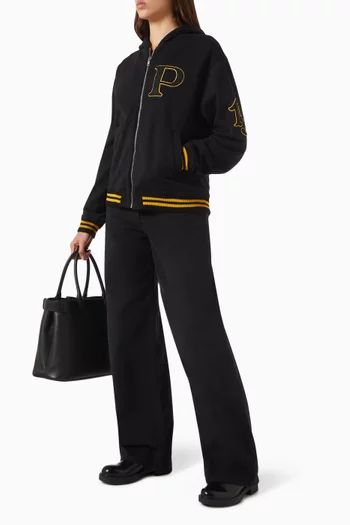 كنزة فضفاضة بغطاء رأس وشعار الماركة قطن