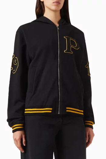 كنزة فضفاضة بغطاء رأس وشعار الماركة قطن