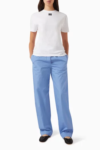 Embroidered-logo Pyjama Pants in Cotton Poplin