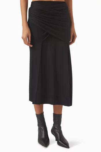 تنورة متوسطة الطول منسوجة بدرابيه حرير وصوف