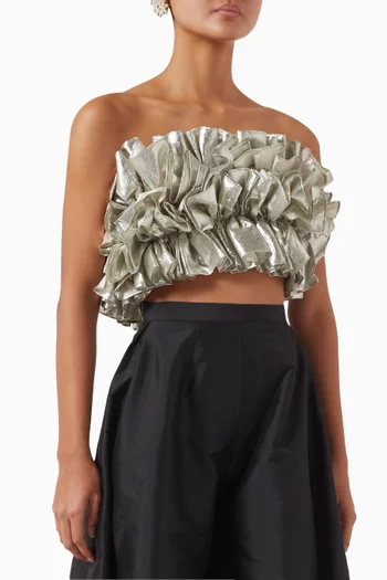 Sable Chaud Bustier Top in Metallic Organza