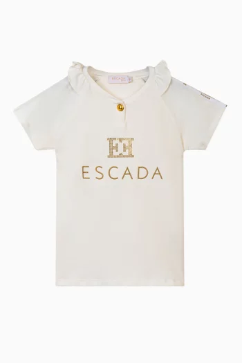 Embellished Logo-embroidered T-shirt in Cotton