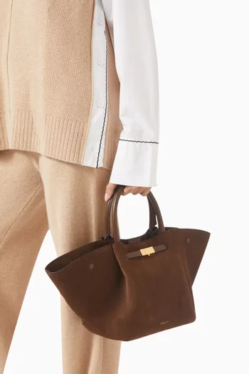 Midi New York Trapeze Tote Bag in Suede