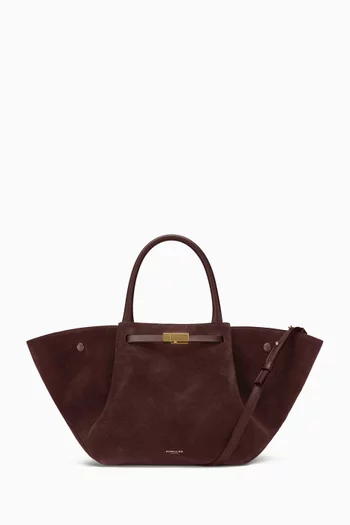 Midi New York Trapeze Tote Bag in Suede