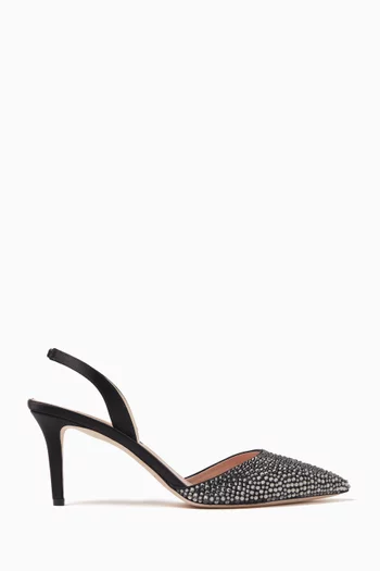 Nour 70 Embellished Slingback Pumps in Satin