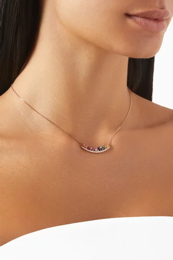 Noor Baguette Sapphires & Diamond Necklace in 18kt Rose Gold