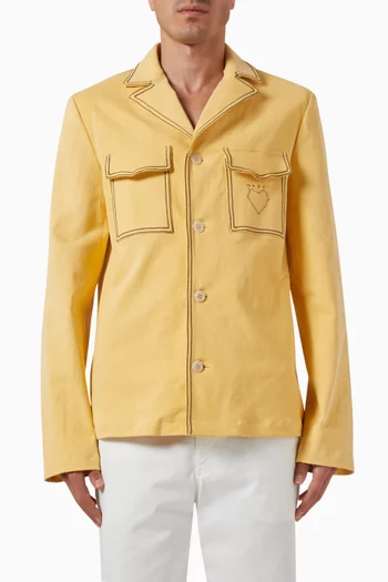 Contrast Stitching Blazer in Denim