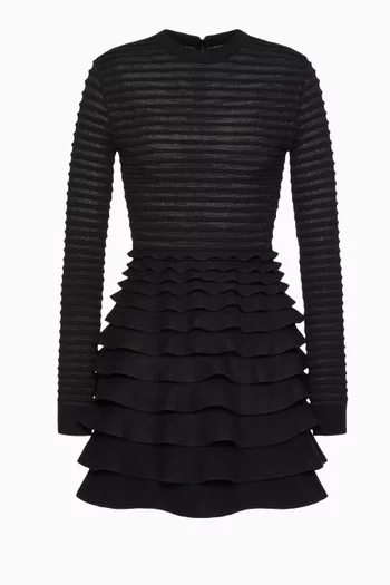 Ruffle Mini Dress in Viscose & Wool