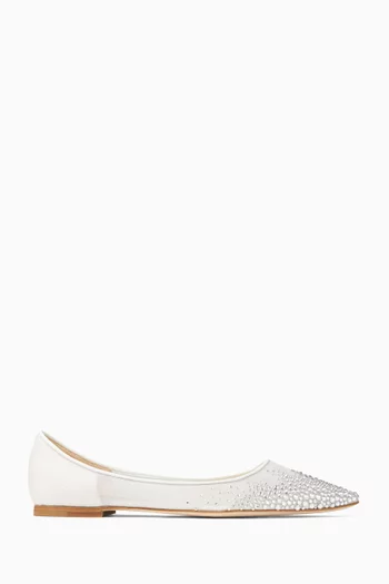 Love Crystal-embellished Ballet Flats in Mesh