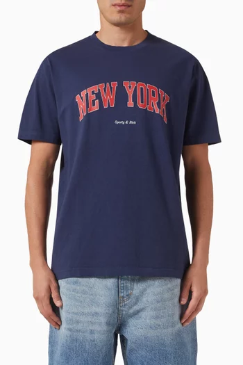 تي شيرت بشعار New York بتصميم رابطة اللبلاب قطن