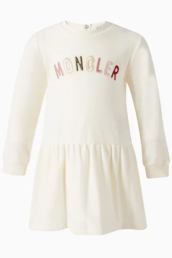 فستان بتطريز شعار الماركة مزيج قطن