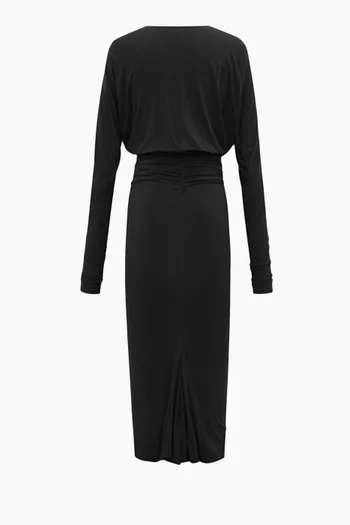 Ruched Midi Dress in Stretch-jersey