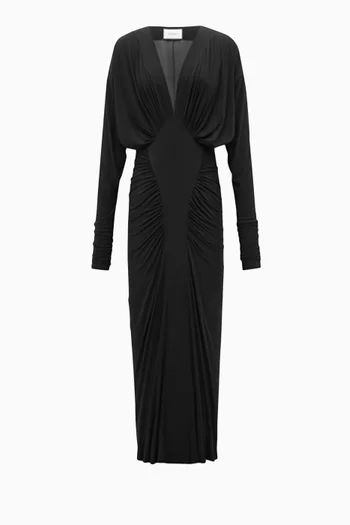 Ruched Midi Dress in Stretch-jersey