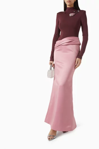 The Eden Trophy Maxi Dress in Stretch Jersey & Satin