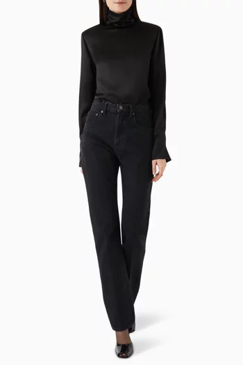 Turtleneck Blouse in Silk Satin