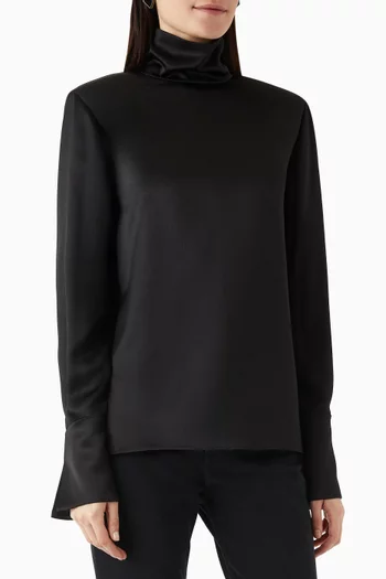 Turtleneck Blouse in Silk Satin