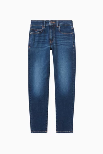 Faded Mid-wash Straight Jeans in Denim-blend