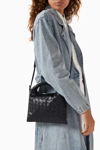Mini Hop Crossbody Bag in Intrecciato Leather