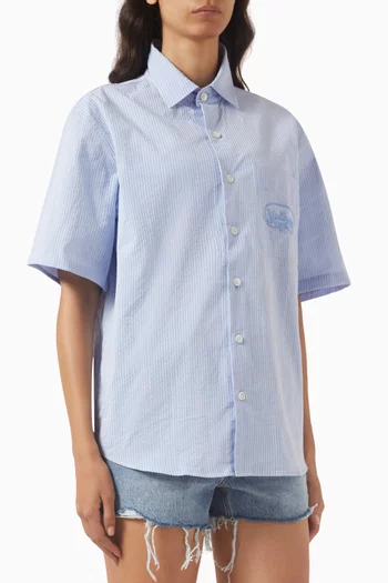 Striped Button-down Shirt in Cotton Seersucker