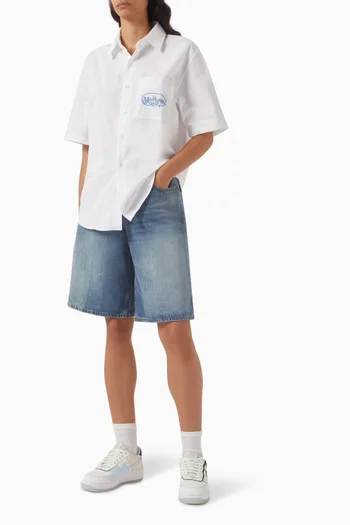 Striped Button-down Shirt in Cotton Seersucker