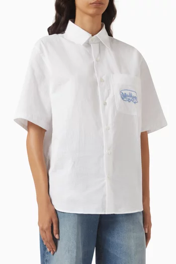 Striped Button-down Shirt in Cotton Seersucker