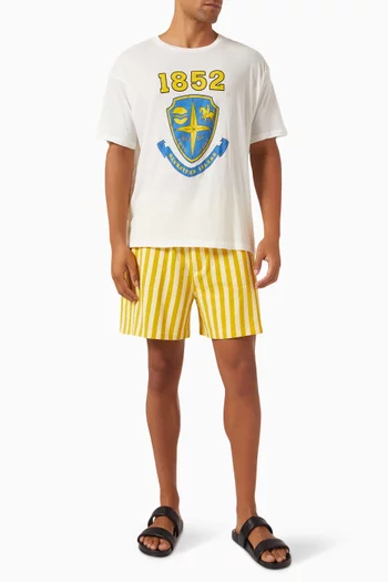 شورت ميداليست مخطط مزيج قطن