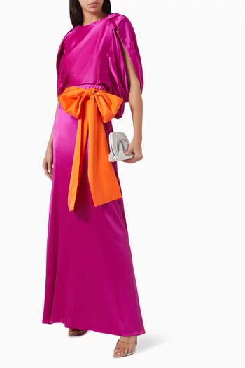 Sax Belted Maxi Dress in Silk Blend