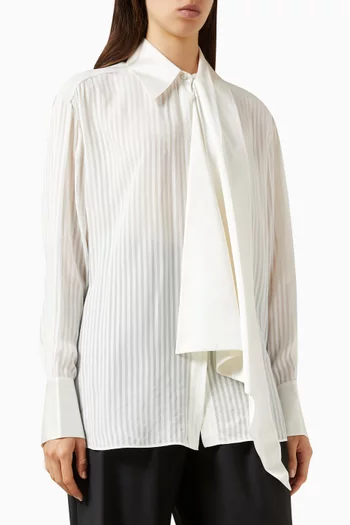 Shawl Long-sleeve Blouse in Viscose