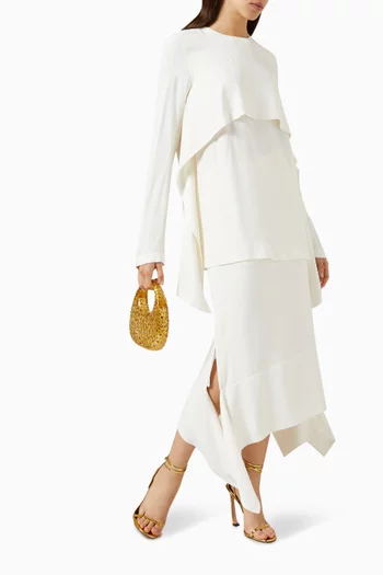 Long-sleeve Frill Blouse in Viscose