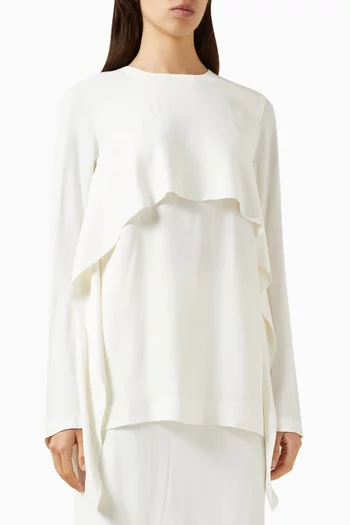 Long-sleeve Frill Blouse in Viscose